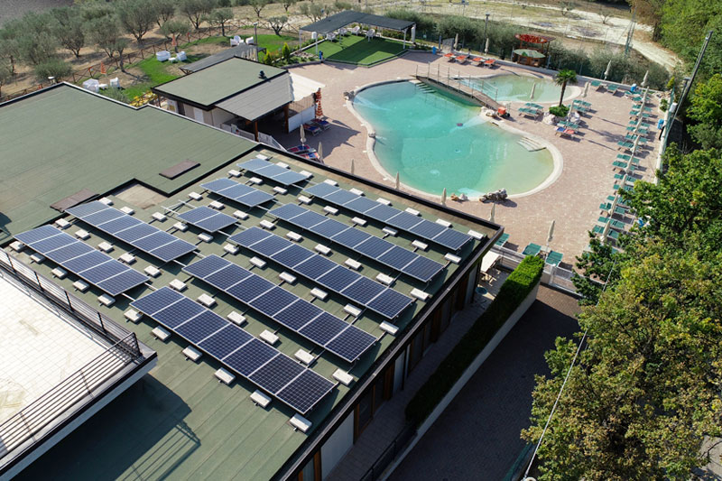 immagine dell'impianto fotovoltaico del ristorante La Quercia di Fano